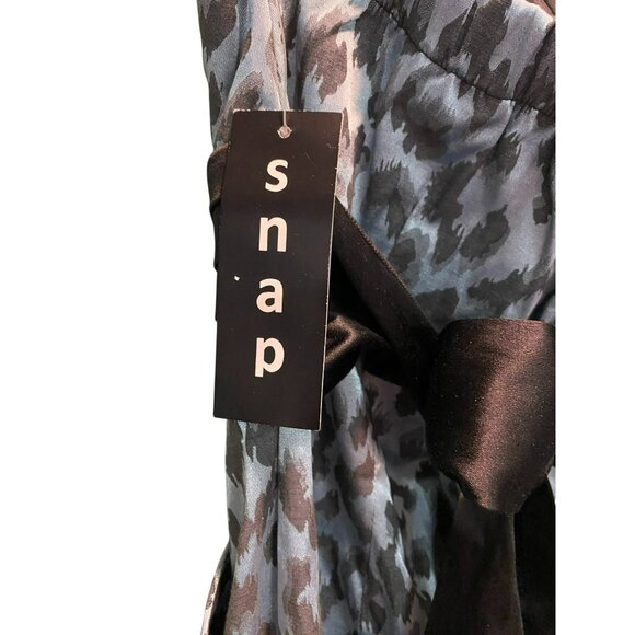 NWT Snap Blue & Black Leopard Print Strapless Juniors Womens Dress With Pockets! - Picture 6 of 11